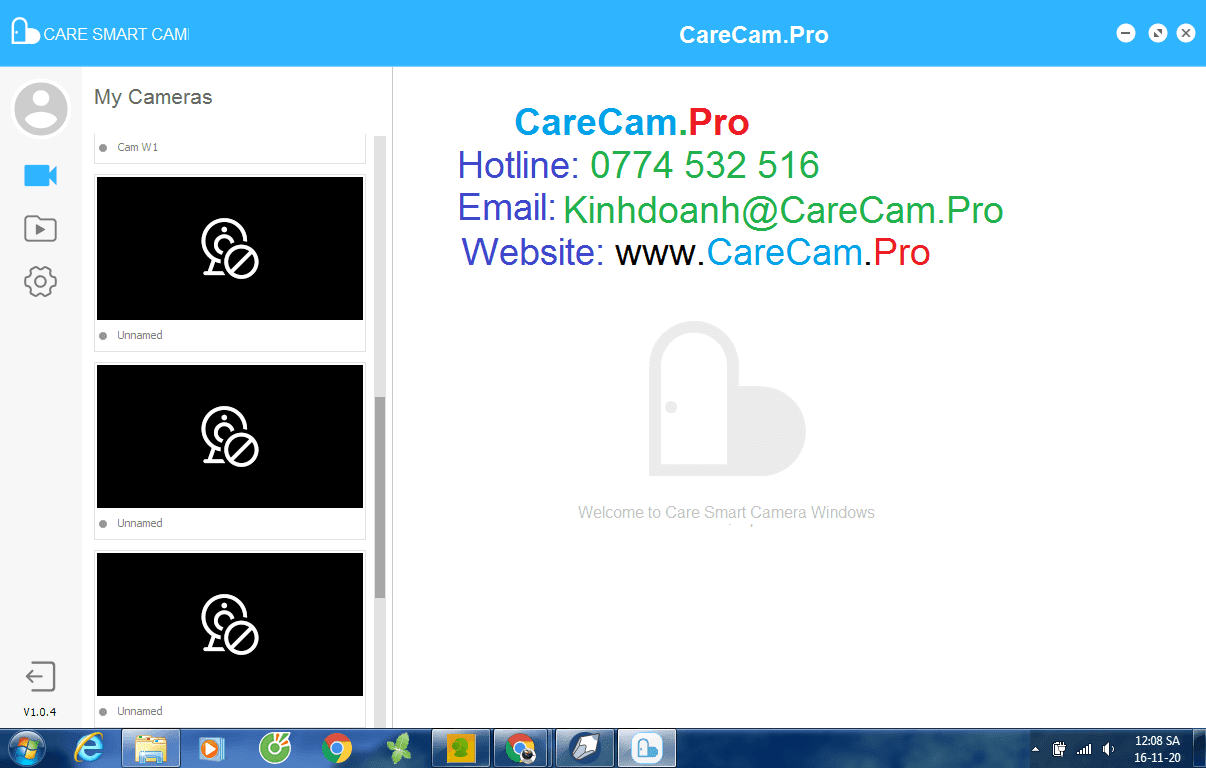 Phần mềm xem Camera CareCam, CareCam.Pro trên PC, máy tính